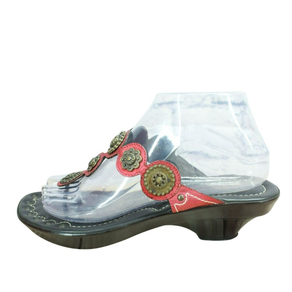 Donald J. Pliner Coral and Brown Embellished Thong Sandals